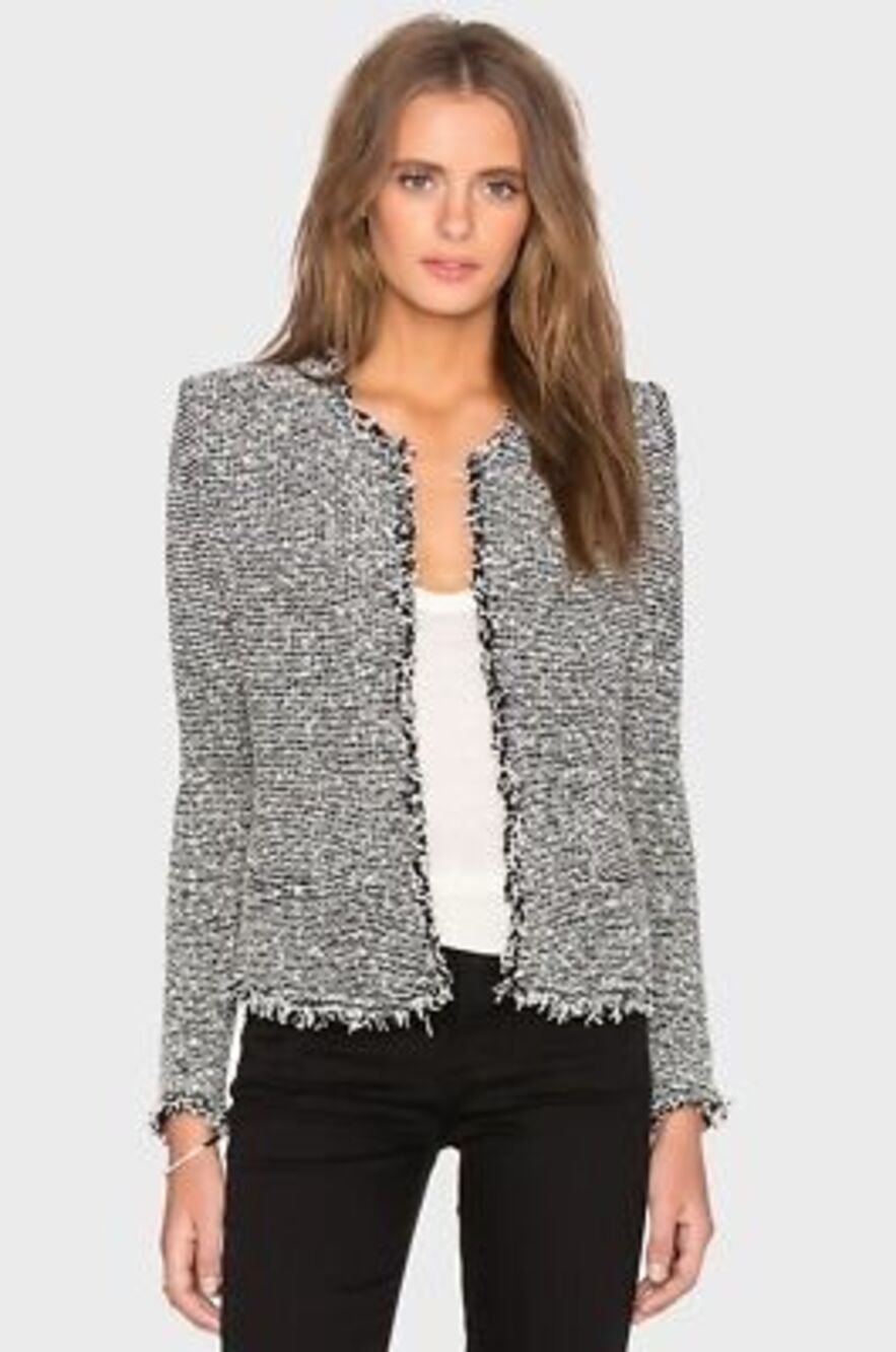 IRO cotton boucle tweed jacket black white women's size 44